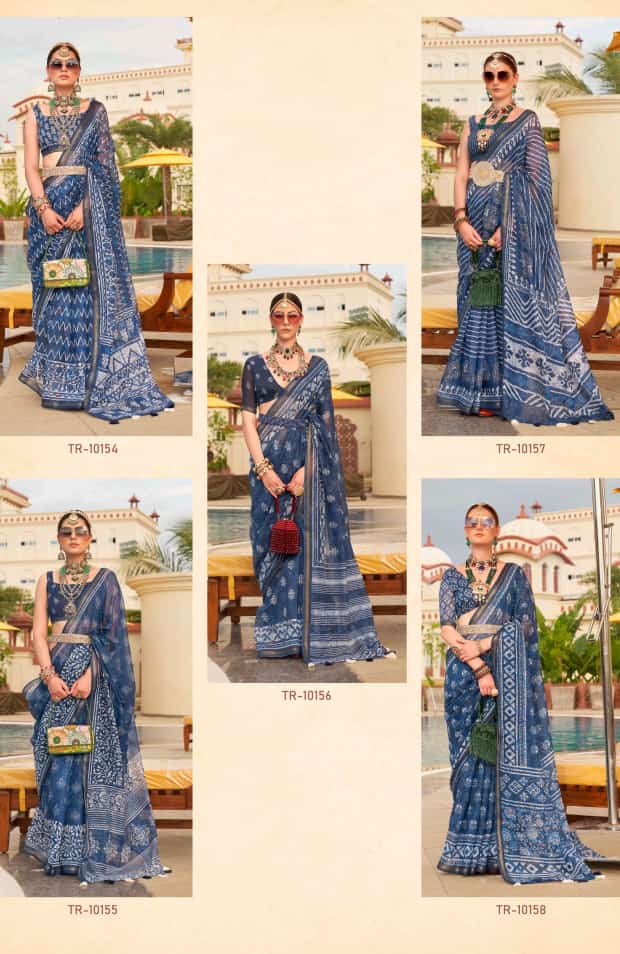 Neelpari By Rewaa Line Cotton Printed Designer Sarees